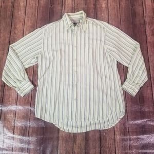 Tommy Bahama Mens Shirt Yellow-Green M Medium Button Down Striped Long Sleeve